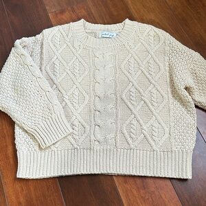 Petal & Pup Cable Knit Cream Sweater XS